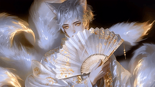 九尾狐耳白毛男神