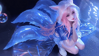 狐尾狐耳粉毛少女