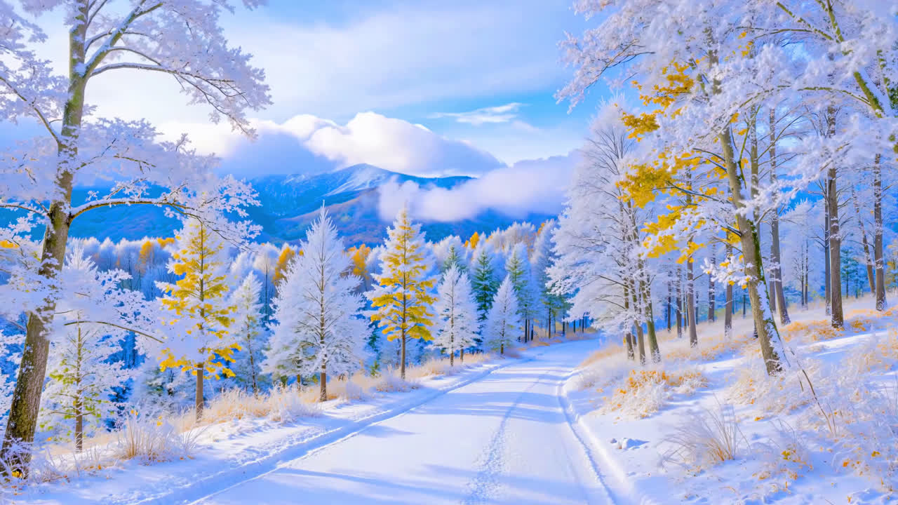 护眼雪山雾凇