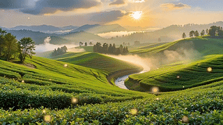 护眼清晨茶园