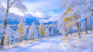 护眼雪山雾凇