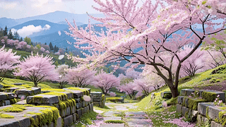 护眼山坡桃林