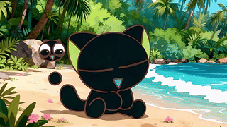 海岸小黑猫
