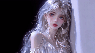 白发红唇纯欲美女