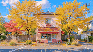 护眼晴空秋日小店