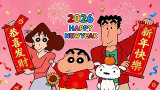 2026蜡笔小新一家新年祝福