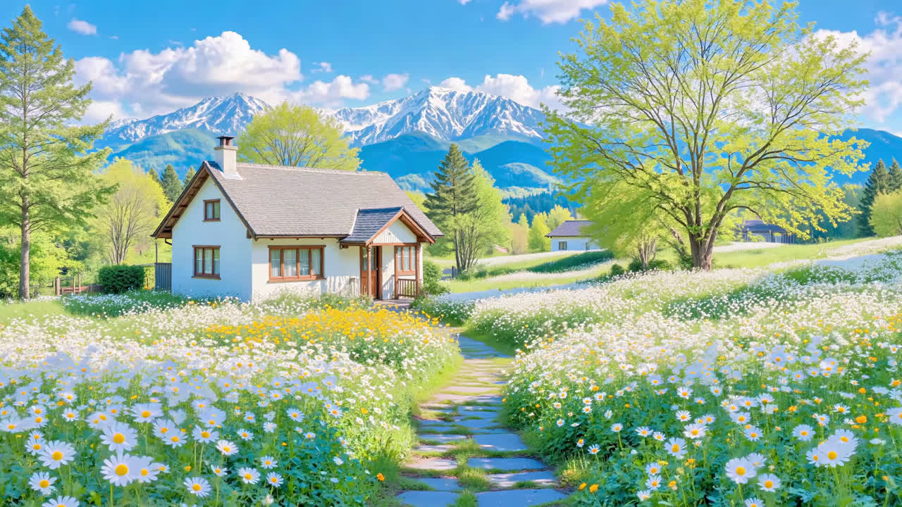 护眼晴天花田小屋
