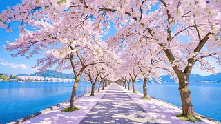 护眼湖中樱花小路