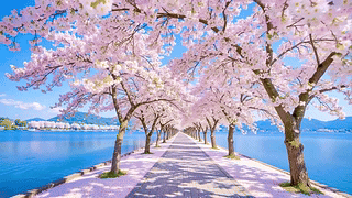 护眼湖中樱花小路