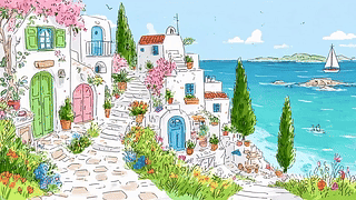 小清新插画海景风景
