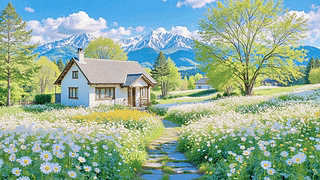 护眼晴天花田小屋