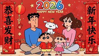2026小新一家新年祝福