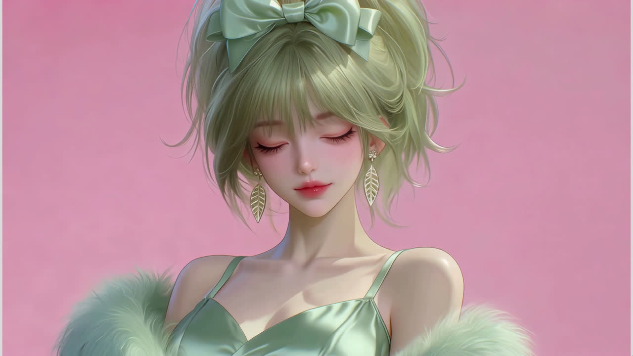 清纯绿发甜妹