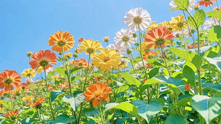 蓝天下护眼彩色小花