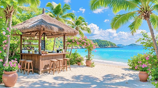 椰风海韵的沙滩小店