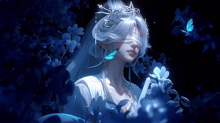 幽蓝蝶影