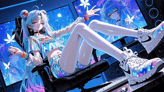 炫彩赛博夜色美少女