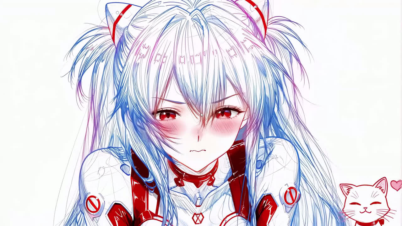 线画少女-绫波丽