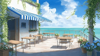 白云树木海景
