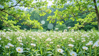 绿色护眼开满鲜花的草地