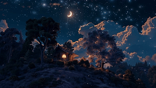 3D卡通夜空/3d cartoon night sky