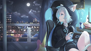 手持开关的动漫少女​​