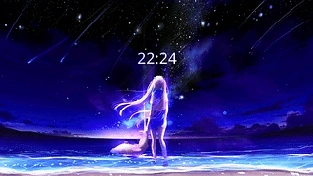 动漫少女-夜晚-大海-星空-奇幻 动态壁纸 | 作者：♡MiniAbyss♡