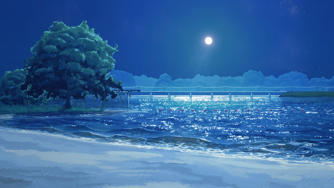 夜晚的海滩 (永恒之夏) [动态壁纸, 全高清]