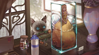 美女与野兽 [ 猫与娃娃雕像 ]