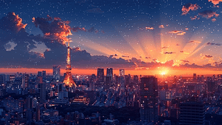 动漫都市插画/illustration anime city
