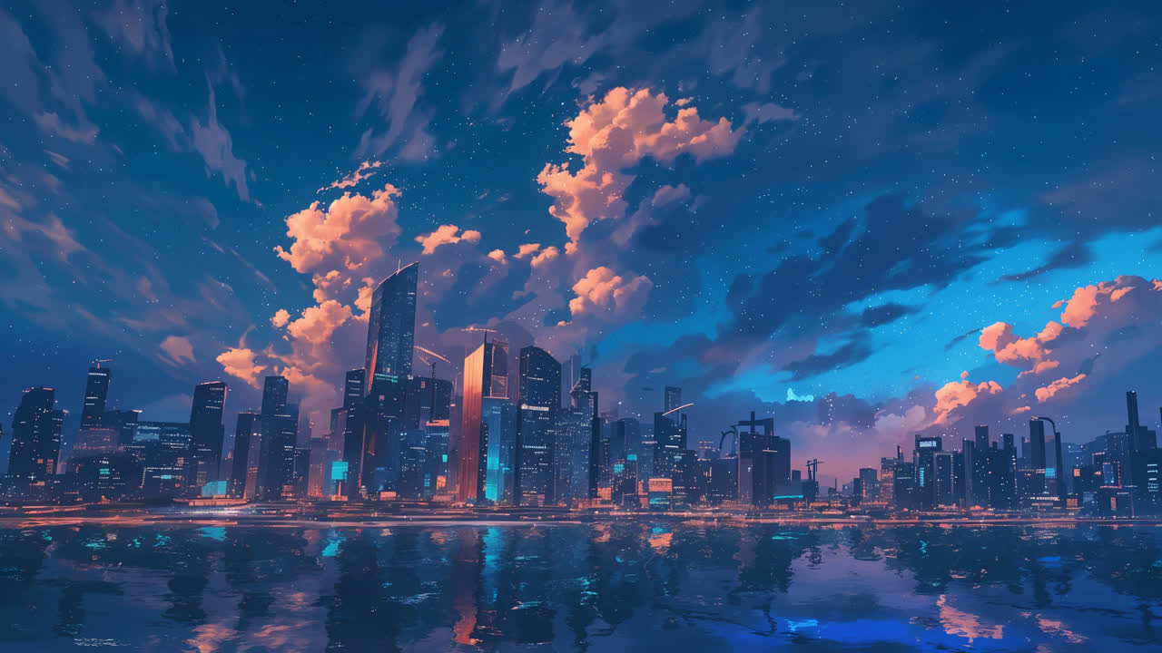 《动漫夜空插画》