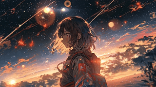 二次元太空人物绘景/anime style character space