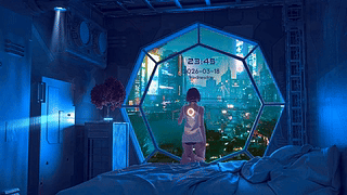 赛博科幻房间女孩