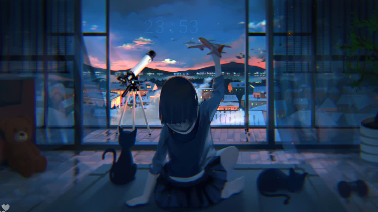 猫娘与日落 - 动漫壁纸 2k