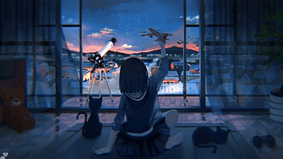 猫娘与日落 - 动漫壁纸 2k