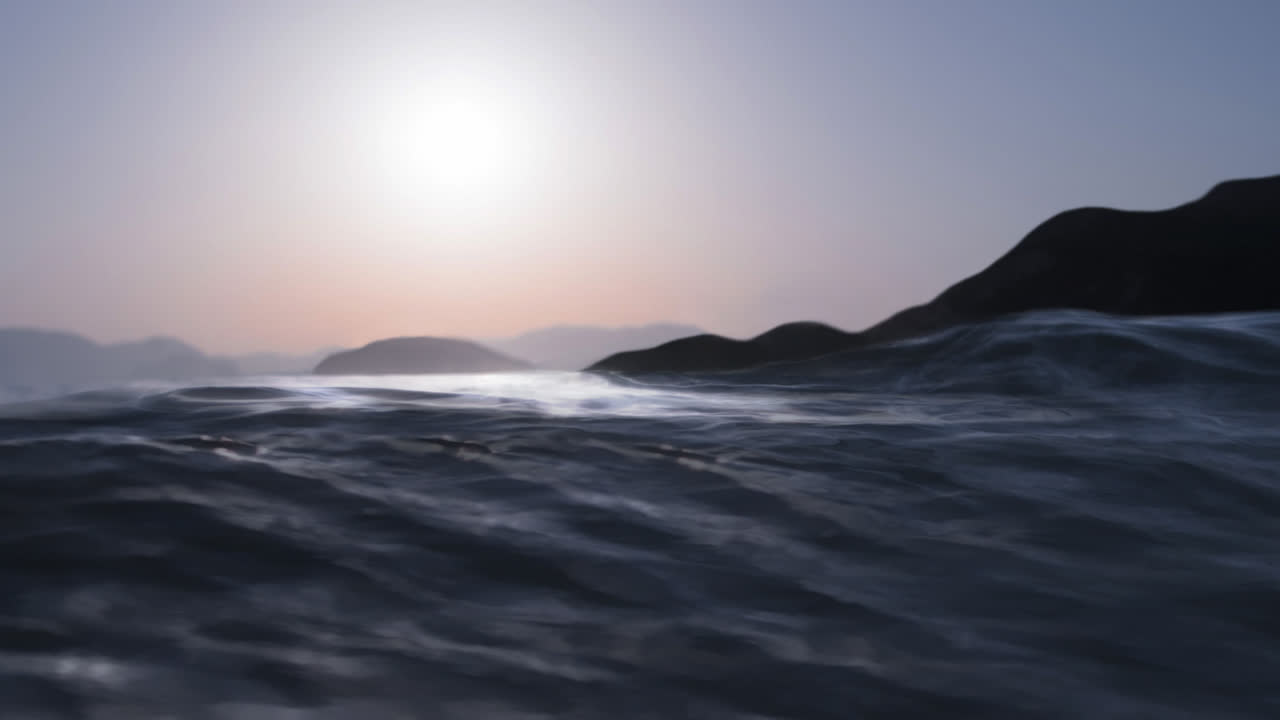 蓝色海洋日落