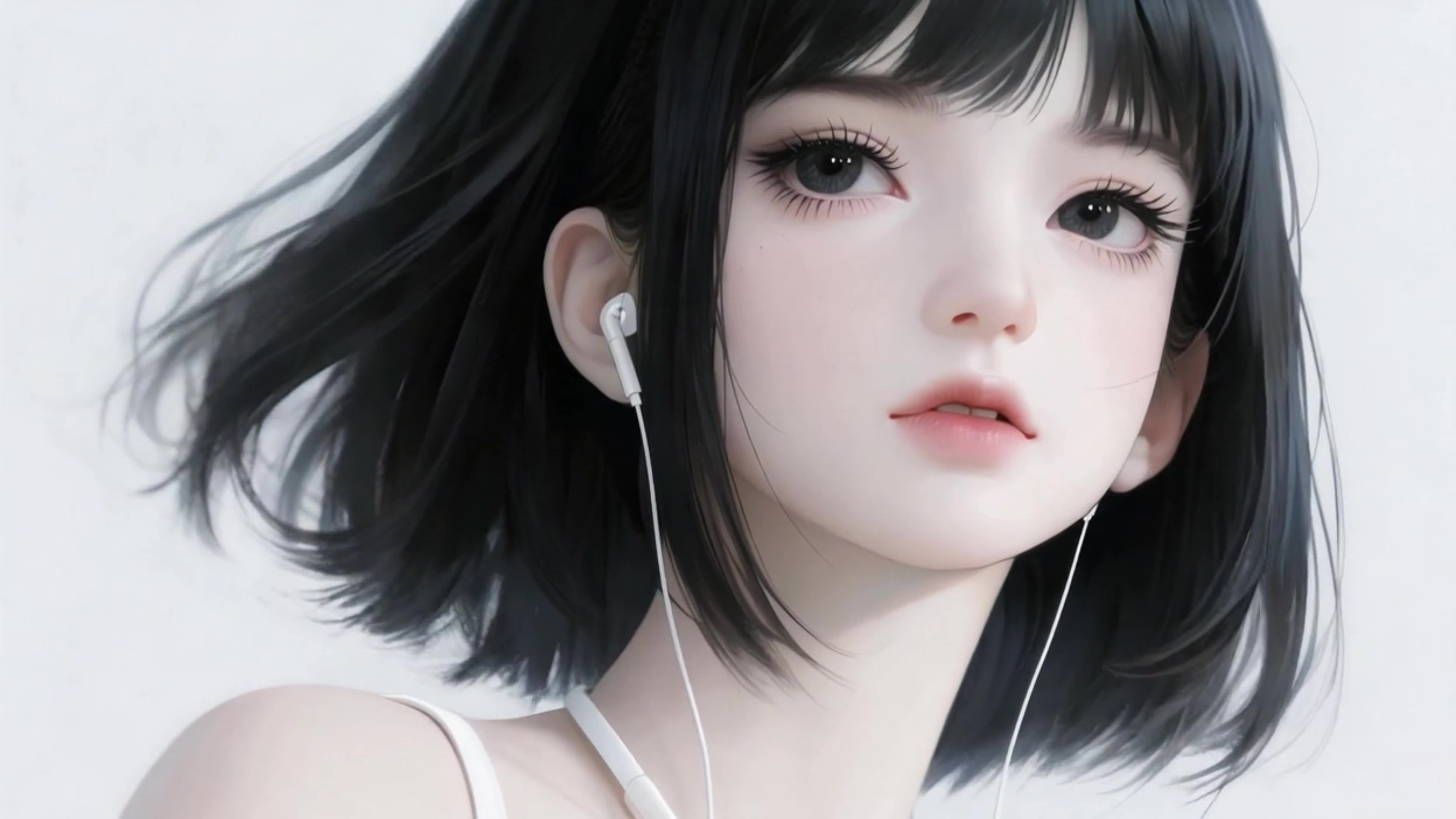 短发耳机少女