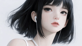 短发耳机少女