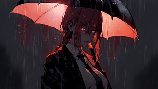 霓虹雨夜伞下的玛奇玛