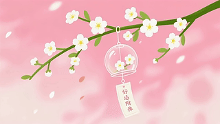 唯美的花枝铃铛好运附体
