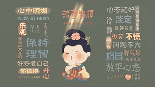 诸事皆顺可爱仕女文字壁纸