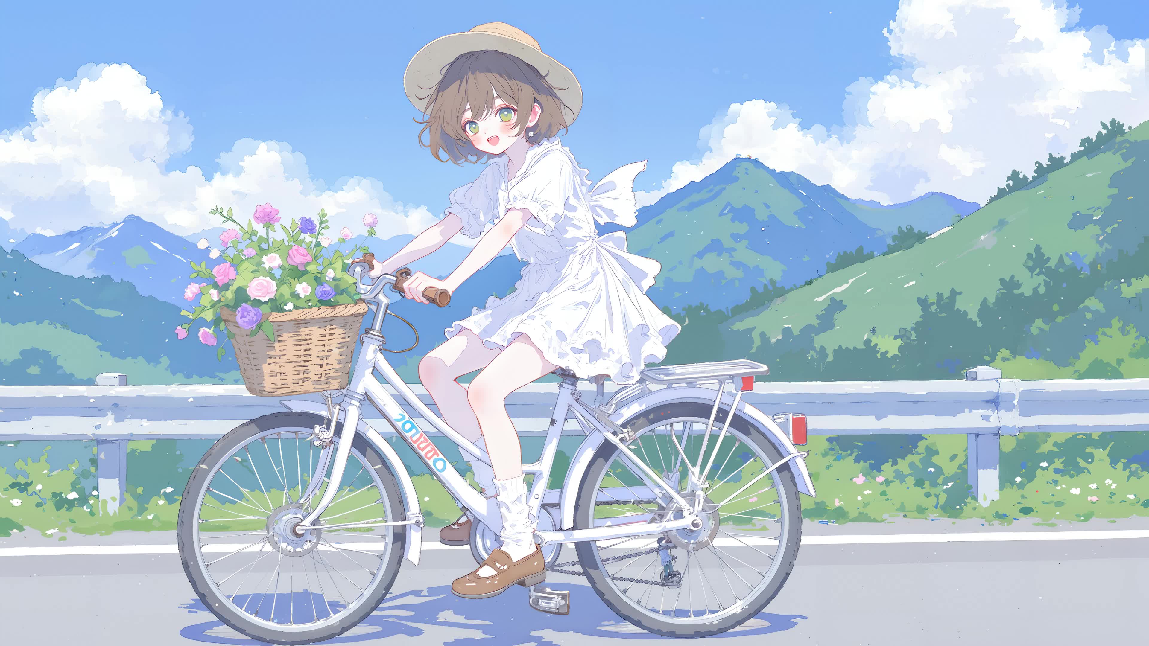 骑行白裙女孩
