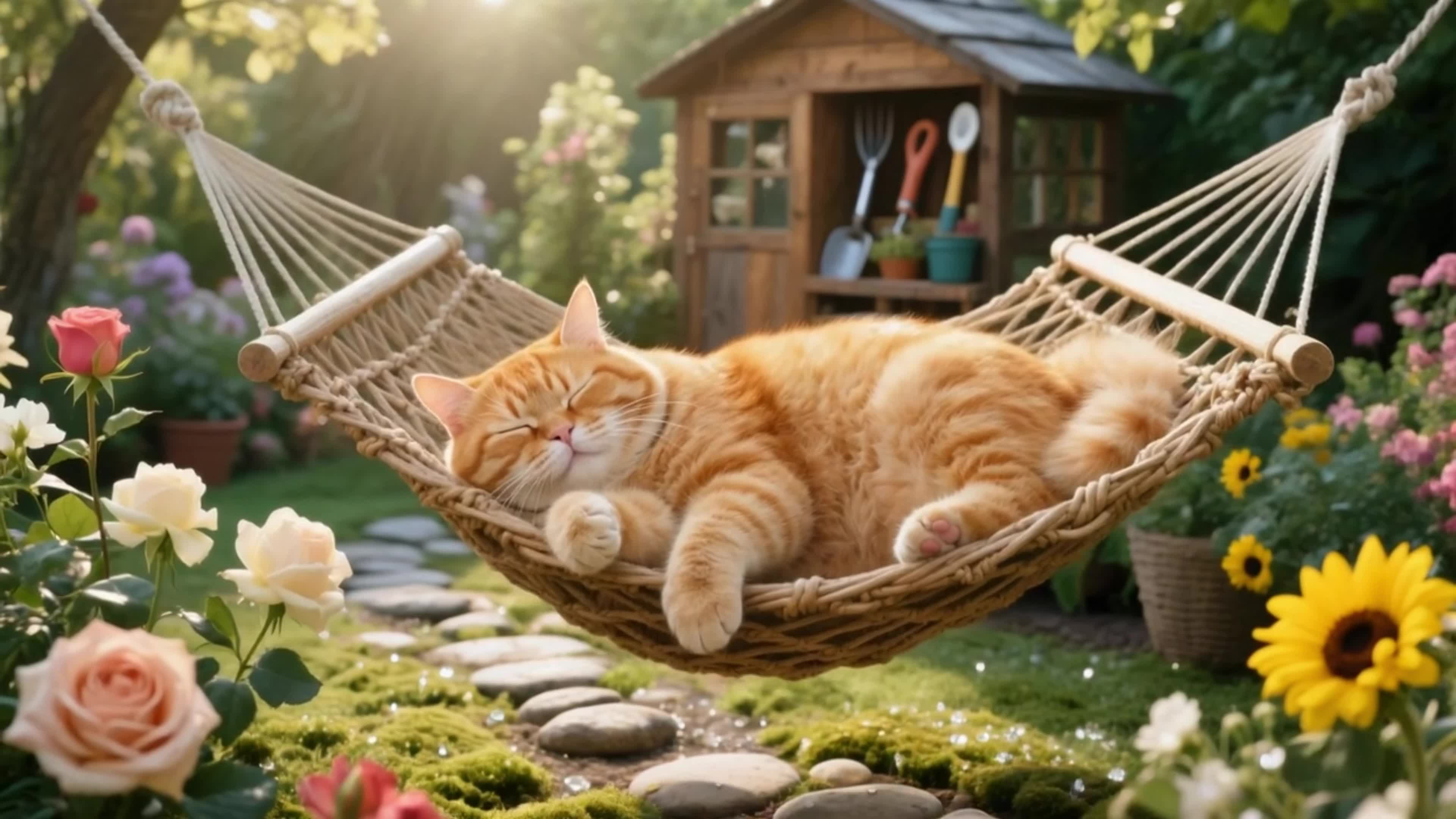 荡秋千的橘猫