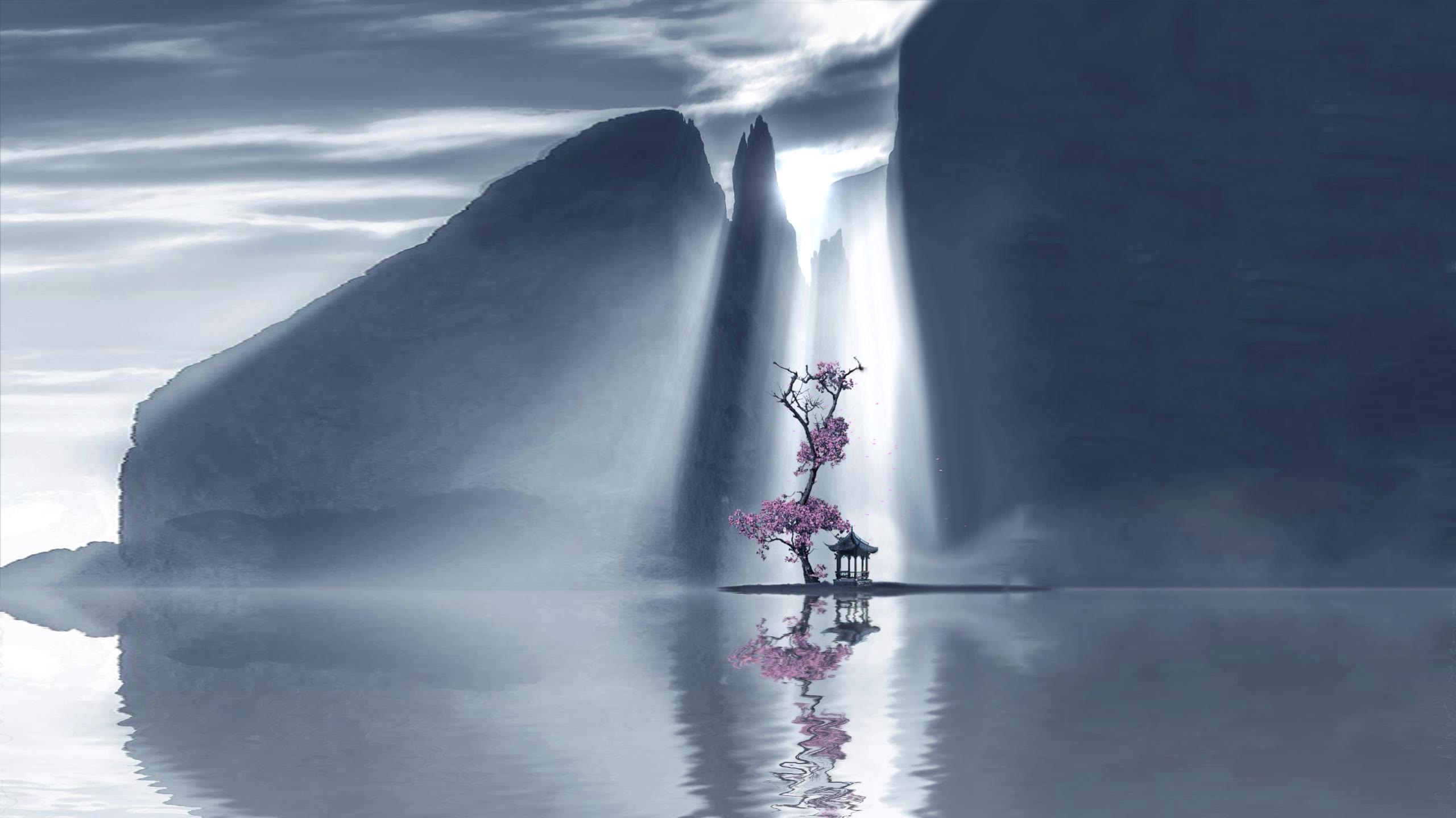 古风山水凉亭