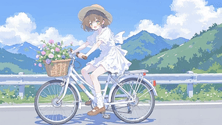 骑行白裙女孩