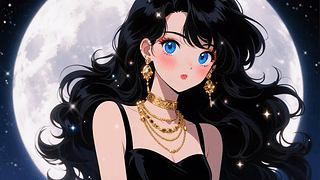 卷发动漫插画女孩