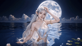 月下幽海泳装女孩（4K）