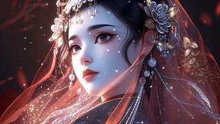 古风插画-回眸的新娘