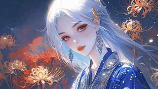 古风美女-忘川花影青衣