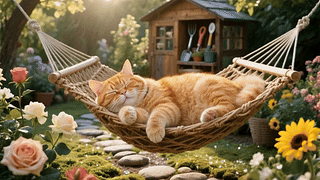 荡秋千的橘猫